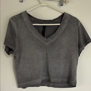 Gray V-Neck Crop Top